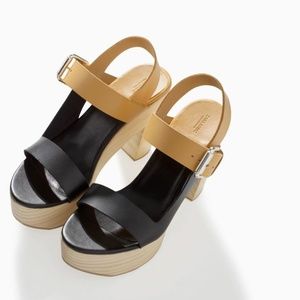 Zara two tone leather wedges